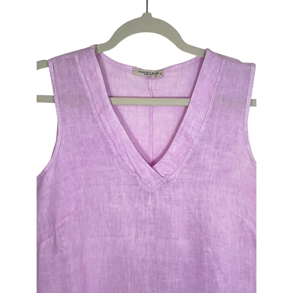 Francesca Bettini Small Lilac Pink Linen Midi Dress Made in Italy Ruffle Hem - Picture 5 of 16